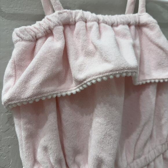 Janie and Jack Candy Pink Ruffle Terry Romper Swim Coverup - Picture 3 of 8